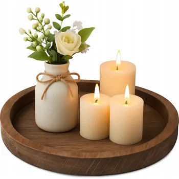 DŘEVĚNÝ PODNOS / TÁC NA SVÍČKY, DEKORATIVNÍ PODSTAVEC, ETAŽÉR