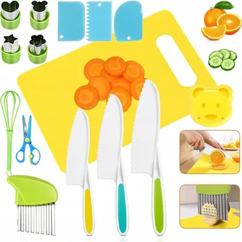 Kuchyňský nůž BEZPEČNÁ SADA KUCHYŇSKÝCH NOŽŮ A PŘÍSLUŠENSTVÍ PRO DĚTI – SADA 17 DÍLŮ