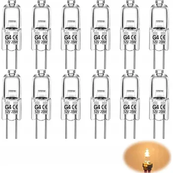 Žárovka 12 kusů HALOGENOVÁ ŽÁROVKA G4 20W 12V 2700K ŽÁROVKA do digestoří, trub