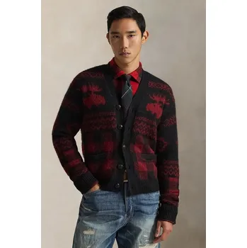 Dámský svetr Kardigan s příměsí vlny Polo Ralph Lauren 710982260 burgundské 83X, vel. L