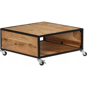 Konferenční stolek Konferenční stolek z masivního akáciového dřeva na kolečkách, 70x70x32 cm
