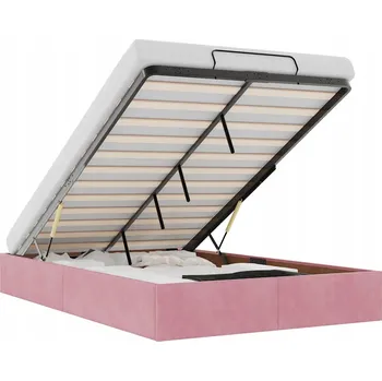 Postel Rám postele s úložným prostorem (otoman) růžový 193 x 120 x 23,5 cm se zvedacím mechanismem