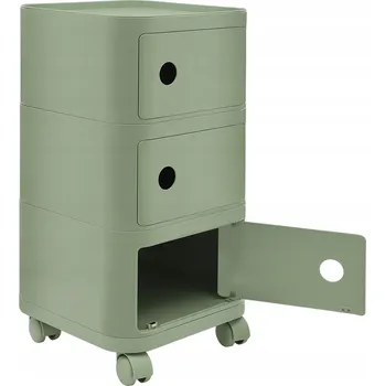 Noční stolek Noční stolek, třípatrový, s kolečky, černý