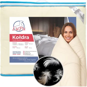 přikrývka Péřová Přikrývka 160x200 celoroční antialergická Ecru Polopeří Kachní (1) LuP