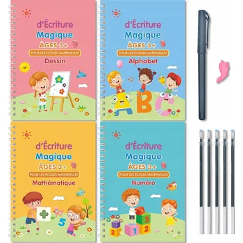 Magické sešity pro výuku psaní 4v1 kaligrafie, čísla (FRANCOUZŠTINA)