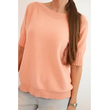 Dámský svetr Dámský svetr z viskózy s krátkým rukávem tmavě meruňkový UNI