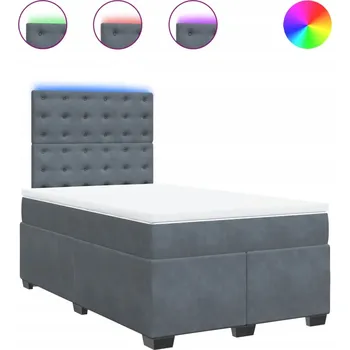 Postel Kontinentální postel s nastavitelným čelem, tmavě šedá, 200x120x140,5 cm