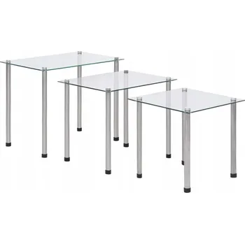 Konferenční stolek Sada 3 zasouvacích průhledných stolků z tvrzeného skla