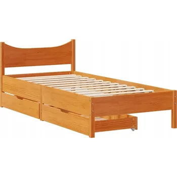 Postel Rám postele borovice s šuplíky, voskovaná hnědá, 205,5 x 95,5 x 74 cm
