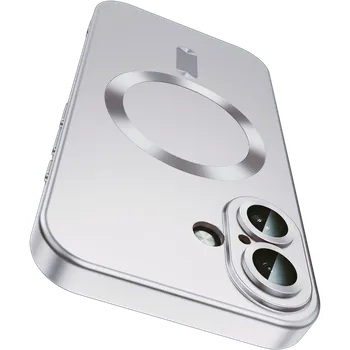 Pouzdro na mobilní telefon Metalický kryt MagSafe se sklem na fotoaparát pro iPhone 17 Barva: Stříbrná