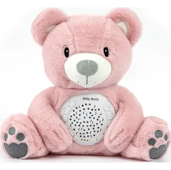 Hračka pro nejmenší Milly Mally Plyšový usínáček medvídek s projektorem Bear pink