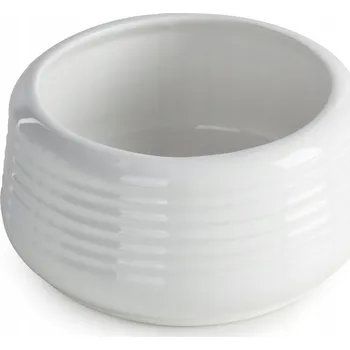 Dekorativní mísa 16x8 cm bílá z dolomitu s reliéfními proužky