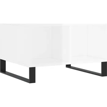 Konferenční stolek Bílý konferenční stolek s vysokým leskem 60 x 50 x 36,5 cm s kovovými nohami
