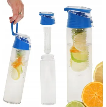 Láhev LÁHEV LAHEV NA PITÍ NA VODU S NÁPLNÍ NA OVOCE 800 ML MODRÁ