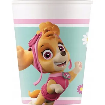 Jednorázové nádobí Papírové kelímky Tlapková KELÍMKY Tlapková patrola 200 ml / 8 ks