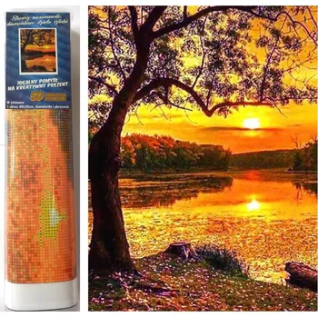Diamantové malování Norimpex diamantové malování – západ slunce nad jezerem 30 × 40 cm