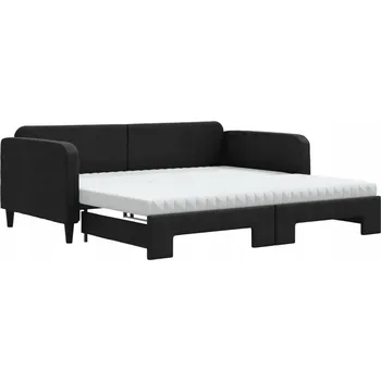 Pohovka Černá lenoška 2v1 s pěnovými matracemi, 223 x 110 x 75 cm