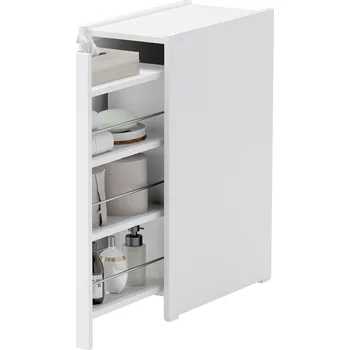 Koupelnový nábytek HOMCOM Úzká koupelnová skříňka, Podlahová skříňka s hlubokou zásuvkou, Volně stojící koupelnová skříňka, Dřevotříska, Bílá