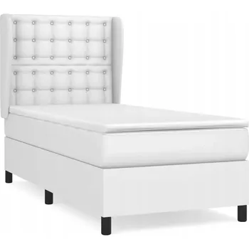 Postel Kontinentální postel bílá 193 x 93 x 118/128 cm s matrací 90 x 190 x 20 cm