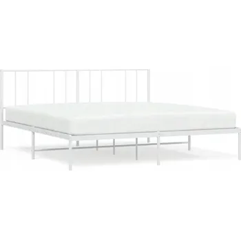 Postel Bílý kovový rám postele 207 x 206 x 90 cm, vhodná matrace 200 x 200 cm