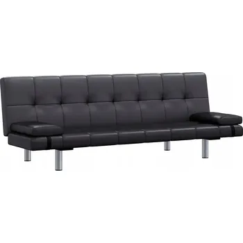 Pohovka Černá pohovka s dřevěným rámem, 168 x 77 x (61,5-66) cm, 3 polohy opěradla