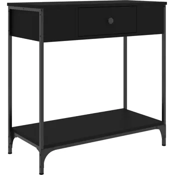 Konferenční stolek Konzolový stolek z dřevěného kompozitu a kovovým rámem, černý, 75x3