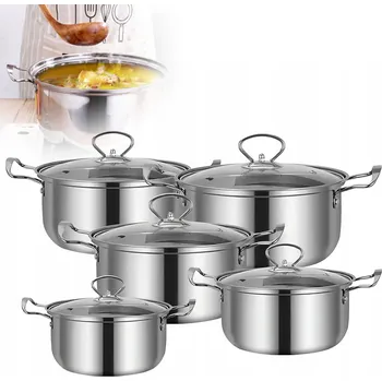Sada nádobí Sada hrnců z Nerezové Oceli s POKLICEMI INDUKCE Plyn 10 ks