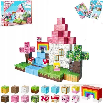 ostatní stavebnice MAGNETICKÉ KOSTKY, STAVEBNICE JAKO DÁREK PRO DĚTI, 100 KOSTEK PRO HOLKY OD 4 LET