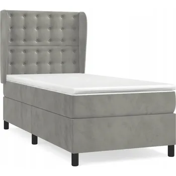 Postel Kontinentální postel s nastavitelným čelem, světle šedá, 193 x 93 x 118/12 cm