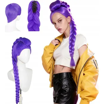Karnevalový kostým PARUKA RUMI K-POP DEMON HUNTERS FIALOVÉ VLASY RUMI LOVKYNĚ DÉMONŮ KPOP