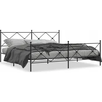 Postel Černý kovový rám postele 207 x 198 x 90,5 cm s čelem