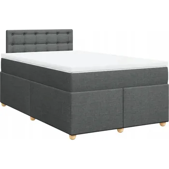 Postel Kontinentální postel 200x120x100,5 cm tmavě šedá s matrací a topperem