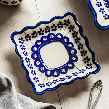 Talíř Keramický talíř / podšálek Bolesławiec 14 x 14 cm - dek. 166A