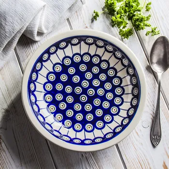 Talíř Hluboký jídelní talíř Keramika Bolesławiec 22 cm - dek. 8 (druhý druh)