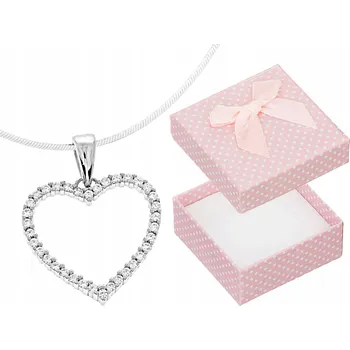 Náhrdelník Krátký Stříbrný Dámský Náhrdelník Velké Srdce se Zirkony Srdíčko Stříbro 45