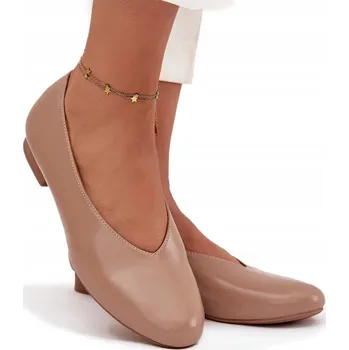 Dámská obuv Dámské baleríny z eko kůže, plochý podpatek, hladké, nazouvací, béžové, velikost 39