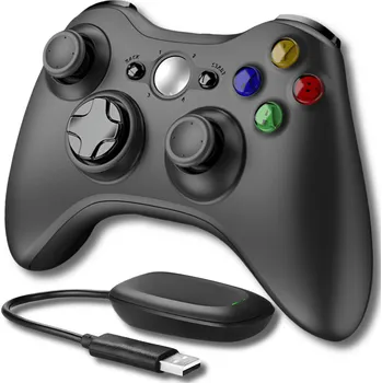 Gamepad Bezdrátový ovladač XBOX 360 pro PC, gamepad s duálním vibračním motorkem a USB adaptérem