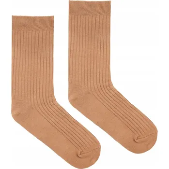 Pánské ponožky KABAK Ponožky světle hnědé BO se širokým žebrováním 36-41 hnědé velikost 36-40