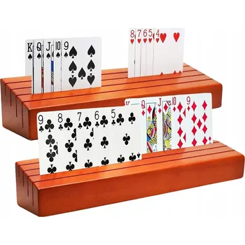 Stojan na víno Držák Stojan na Hrací Karty Podstavec Organizér Dřevěný - 2 kusy