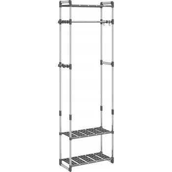 Věšák Stojan na oblečení se 3 policemi, stříbrný 59x29x192 cm, hliníkový