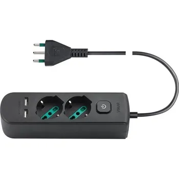 Prodlužovací kabel Prodlužovací kabel Vimar 0R00625.CC s vypínačem a 1,5m kabelem, 2x univerzální italský standard, 2x