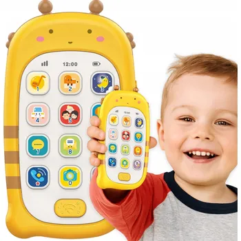 Hračka pro nejmenší TELEFON SMARTFON INTERAKTIVNÍ DIKTAFON MELODIE ZVUKY HRAČKA - VČELKA