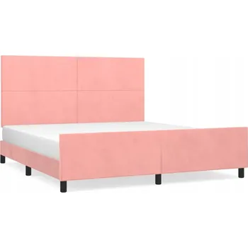 Postel Rám postele s čelem, růžová, 203 x 166 x 118/128 cm, samet
