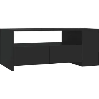 Konferenční stolek Černý konferenční stolek 102 x 55 x 42 cm s policemi a zásuvkami