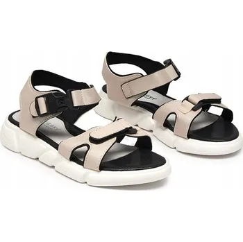 Dívčí sandály Royalfashion Dětské sandály textilní béžové velikost 34