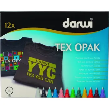 Kancelář Darwi Tex Fabric Opak Marker Set Sada textilních fixů 12 x 6 ml (Jako nové)