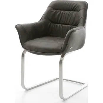 Jídelní židle DELIFE Jídelní židle Kaira-Flex mikrovlákno antracit vintage jídelní židle plochý nerezová ocel