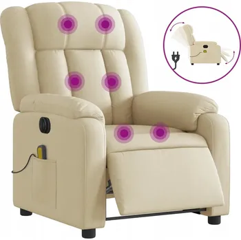 Křeslo Krémové elektrické masážní křeslo s polohovatelným opěradlem 78x92x98 cm