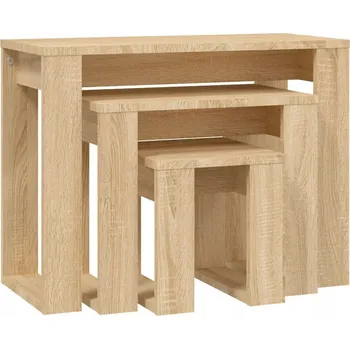 Konferenční stolek Sada stolků dub sonoma, 61x28x47 cm, 43x28x37 cm, 25x28x27 cm