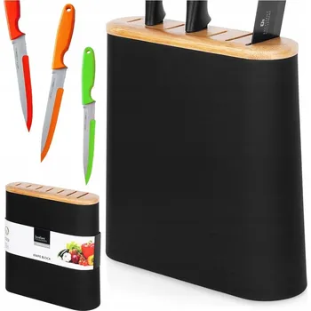 Stojan na nože Stojan na nože ze dřeva / černý 23 cm